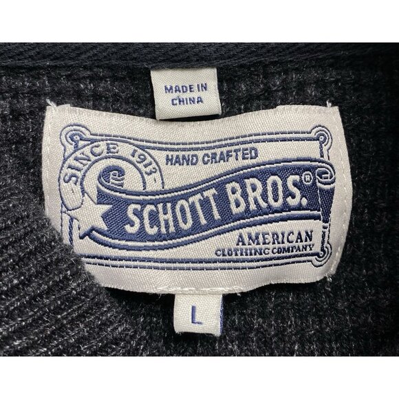Vtg SCHOTT BROS Men Wool Blend Pullover Sweater V Neck Sz L Black Preppy 68-28 - Picture 8 of 9